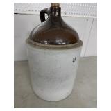 Stoneware Jug with Handle and Cork, 18 Inches Tall