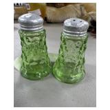 1930s Jeannette Cubist Vaseline S&P Shakers