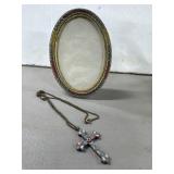 Vintage Italian Micro Mosaic Frame & Cross