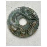 Green Jade Bi Disc With Dragon Carving