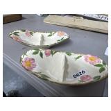 2pc Franciscan Earthenware Divided Dishes ashtrays