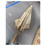 Vintage Lace Parasol with Wooden Handle
