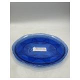 Hazel Atlas 12' Royal Lace Blue Glass Platter