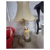 Lady Figurine Table Lamp with Fabric Shade