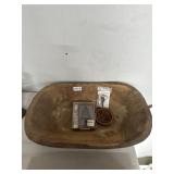 Wooden Dough Bowl With 3 Cookie Molds