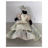 Vintage 20' Black Cloth Doll in Plaid Dress
