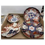 4pc Asian Porcelain Plates with Floral Motifs