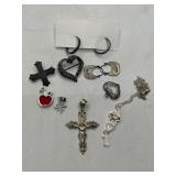 Sterling Crosses, Charms, Brooches, Earrings