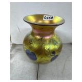 Iridescent Art Glass Vase, 9 Inch