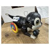 Vintage Tin Wind-Up Cat Toy with Ball