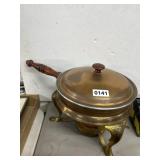 Copper Chafing Dish With Stand And Wooden Handle