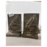 Cast Metal Sailboat Bookends Pair