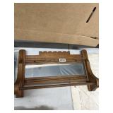 Wood Wall Rack With Mirror And Towel Bar