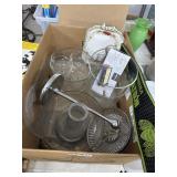 Misc Lot Glassware, Ceramic Tray, Bar Mat