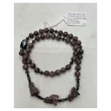 Rhodonite Sterling Necklace With 3 Carved Animals