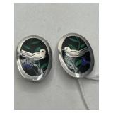 Sterling Inlaid Bird Ear Clips