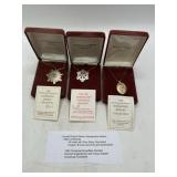 3 Reed & Barton Damascene Pendants in Boxes