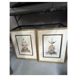 Pair Framed 17x21' French Clock Prints, Gold Frame