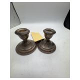 Pair Sterling Cement Filled Candlestick Holders