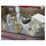 Decorative Poodle Figurines & Godinger Tray Lot
