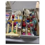 2 Boxes Vintage Christmas Decor & Ornaments