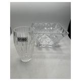 Cut Glass Bowl and Vase, 2 Piece Lot