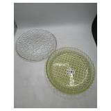 2 Piece Textured Glass Plates, Iridescent & Yellow