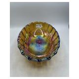 12' Iridescent Carnival Glass Footed Bowl