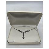 Sterling Amethyst Marcasite Necklace