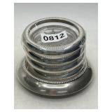 1940s Glass Coaster Set with Sterling Rims