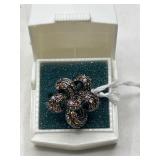Sterling Multi-Gemstone Ribbon Ring Sz 7.5