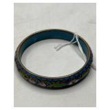 Cloisonné Enamel Floral Bangle Bracelet
