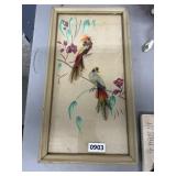 Framed Bird Art Using Real Feathers, 9x17 inches