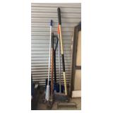 Assorted Long-Handled Garden & Cleaning Tools