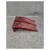 Red Steel Car Ramps Pair Automotive Lift