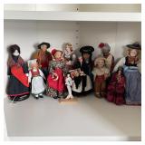 Collection of International Folk Dolls Various