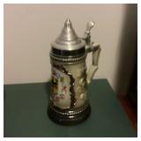 German Beer Stein Pewter Lid Coat of Arms Crests