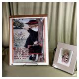 Mary Engelbreit Print & Framed Girl w Cat Art