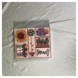 Rubber Stamp Set Garden Floral Theme 7 Pieces
