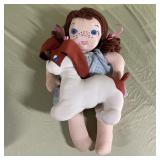 Handmade Cloth Rag Doll with Stuffed Dog Toy