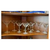 11 Martini Glasses Clear Glass Mixed Sizes