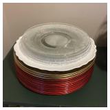 Charger Plates Red Gold White Glass Stack