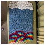Handmade Quilted Baby Blanket Rainbow Cloud 1980s