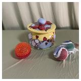 Ceramic Dog Treat Jar with Dog Toys