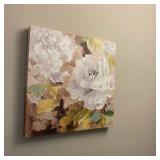 Floral Canvas Painting White Peonies Signed