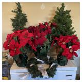 Christmas Decor Poinsettias Trees Wreath Set