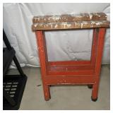 Red Metal Folding Sawhorse with Wood Top