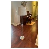 Stiffel Silver Tone Floor Lamp with Linen Shade