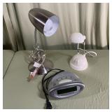 Desk Lamps Pair & Timex Alarm Clock Radio