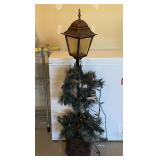 Decorative Christmas Lamp Post with Greenery